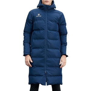image:imageKELME Mens Long Parka Winter Coats Windproof Hooded Soccer Jacket Stadium Outdoor Cold Weather Warm OuterwearDark Blue White