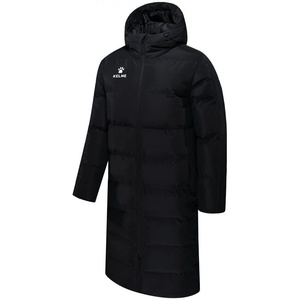 image:imageKELME Mens Long Parka Winter Coats Windproof Hooded Soccer Jacket Stadium Outdoor Cold Weather Warm OuterwearPure Black