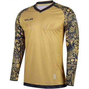 image:imageKELME Kids Padded Goalie ShirtYouth Goalkeeper JerseyLong Sleeve Soccer Football Training UniformGoldBlack